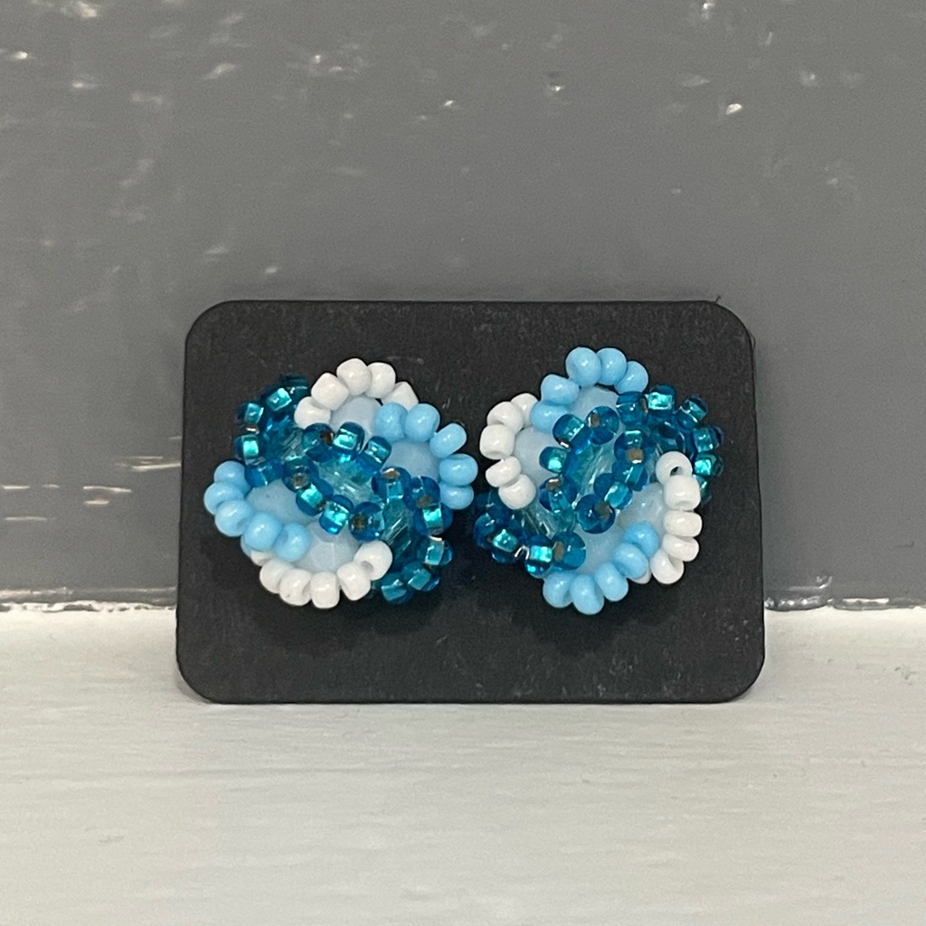 Huichol Beaded Flower Stud Earrings
